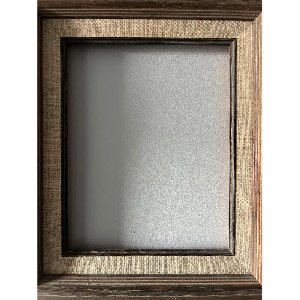 Vintage 8” x 10” Light Grey Wood Frame with Linen Detail